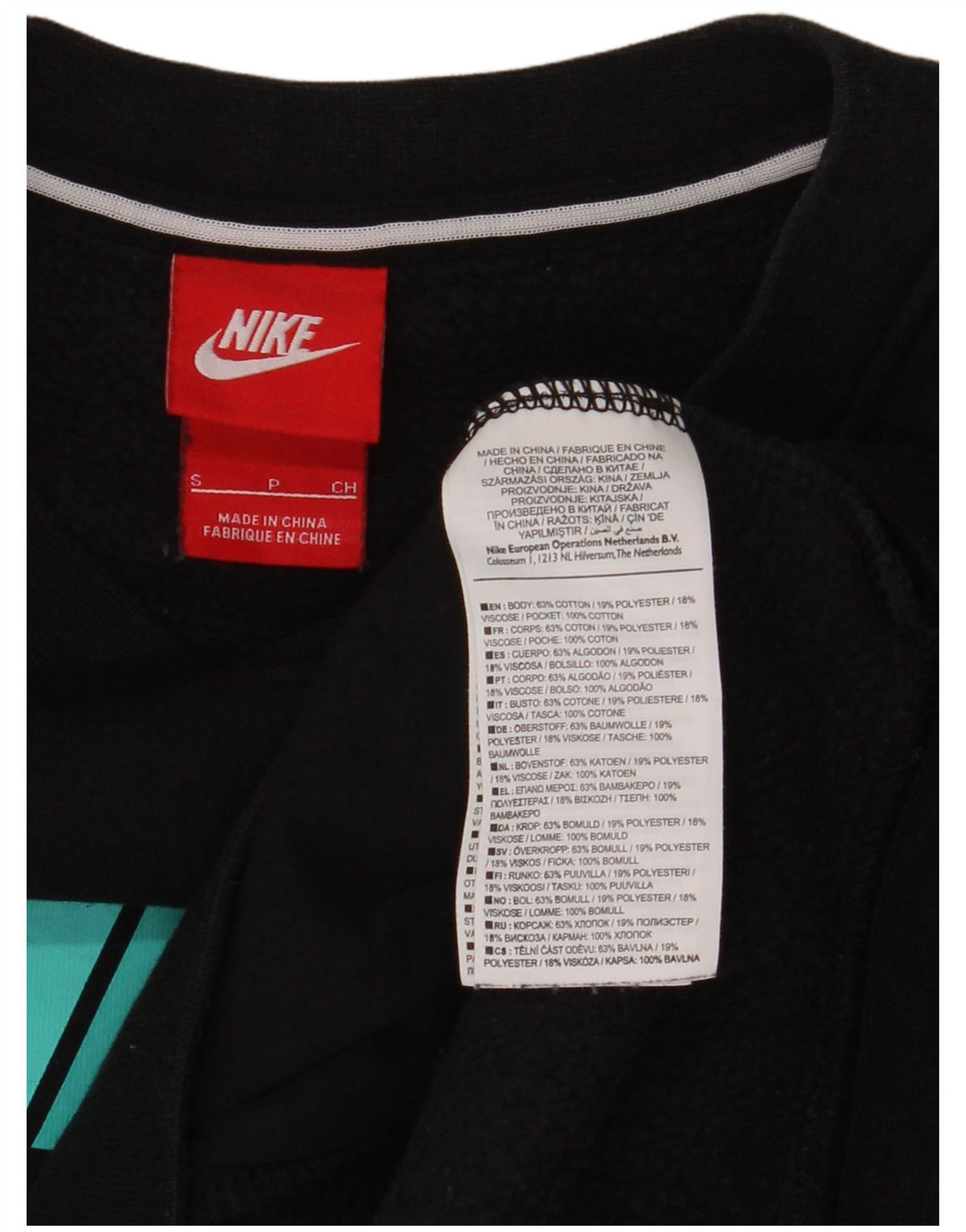 Nike Womens Grafisk Oversized Sweatshirt Jumper UK 10 Small Black Bomuld