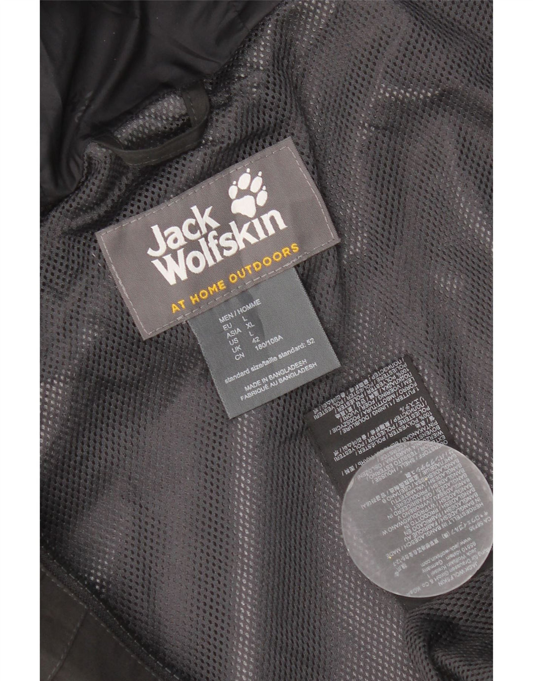 Jack Wolfskin Herre Hooded Windbreaker Jacket UK 40 Large Black Polyester