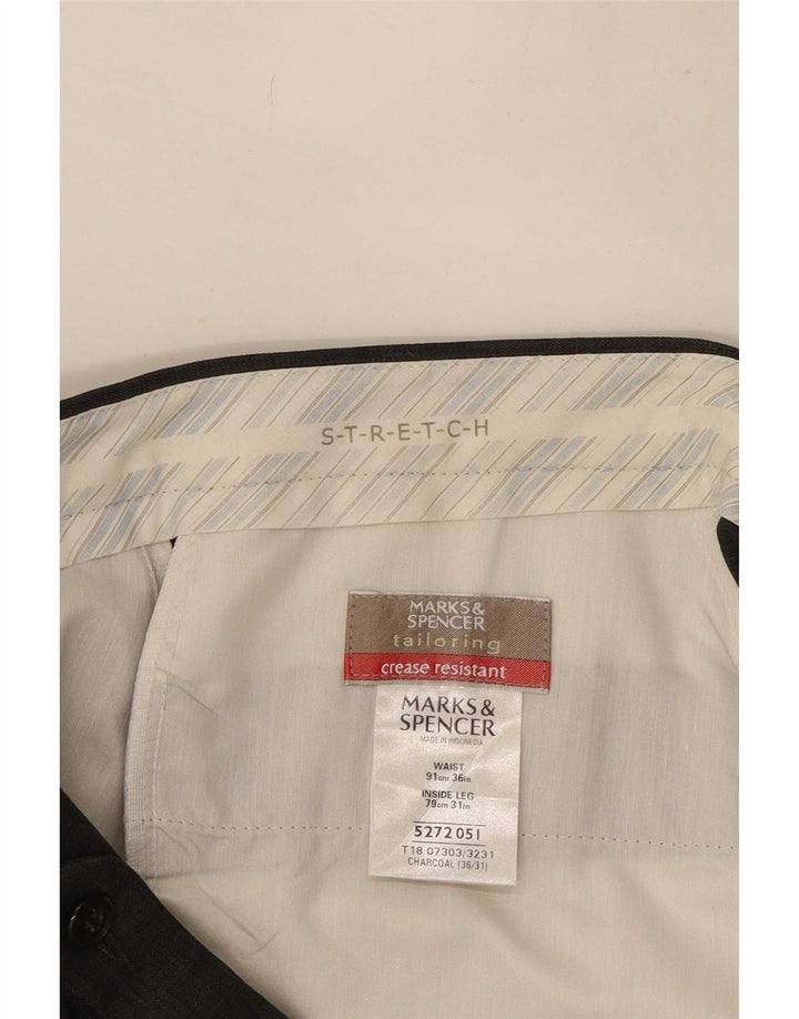 Marks & Spencer Herre Stretch Pegged Suit Bukser W36 L31 Grå Polyester