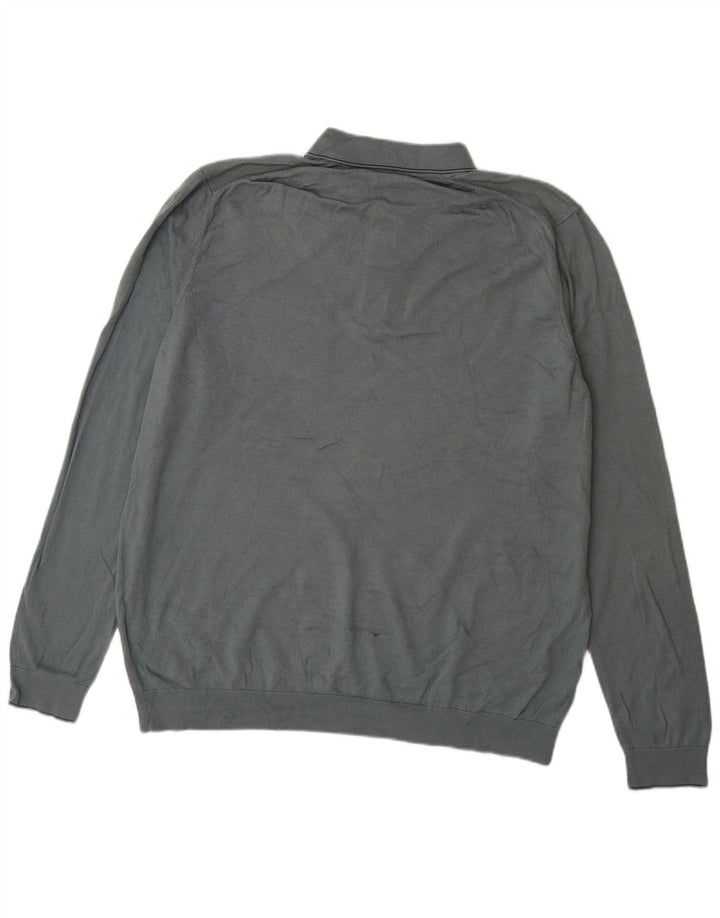 Marks & Spencer Herre Polo Neck Jumper Sweater XL Blå Modal
