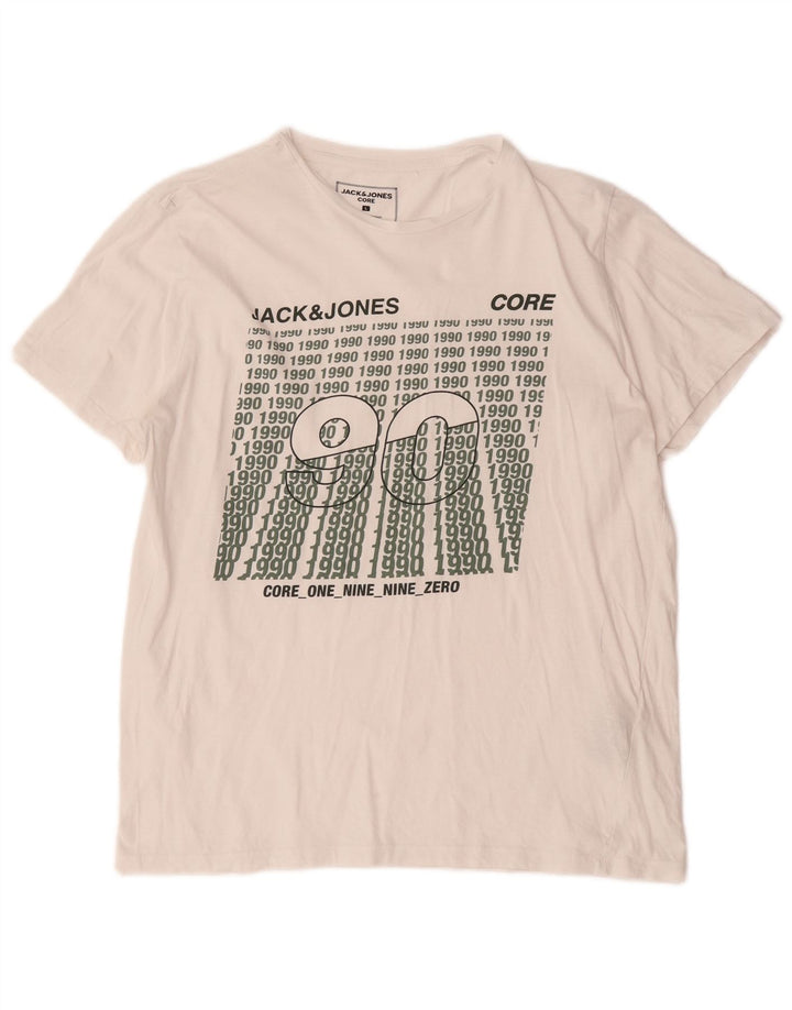 Jack & Jones Herre grafisk T-shirt Top Stor hvid bomuld