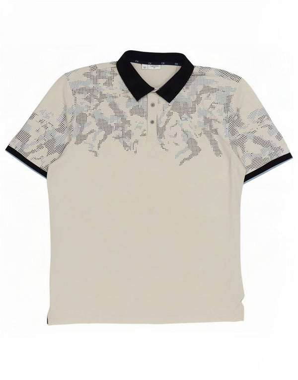 Calvin Klein Herre Polo Shirt XL Hvid Camouflage Bomuld