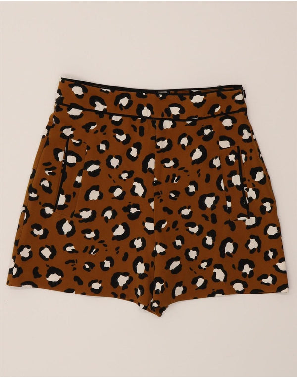 Zara Chino Shorts til kvinder XS W24 Brun Animal Print