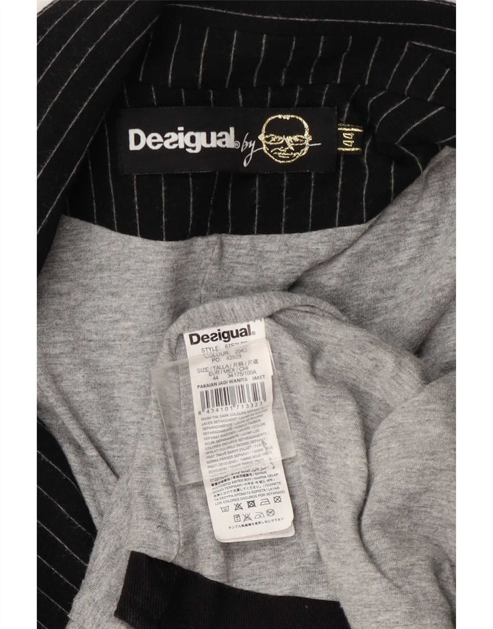 Desigual Dame 1-knaps blazerjakke EU 44 XL Gråstribet viskose