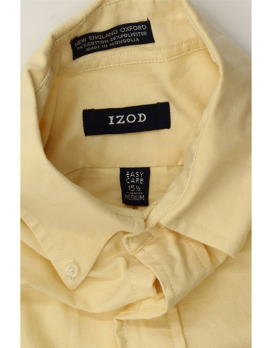 IZOD Mens Short Sleeve Shirt Size 15 1/2 Medium Yellow Cotton Vintage Izod and Second-Hand Izod from Messina Hembry 
