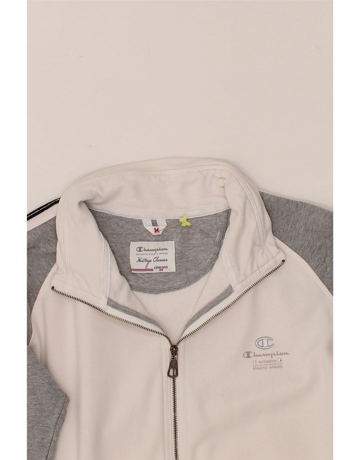 CHAMPION Womens Tracksuit Top Jacket UK 14 Medium White Colourblock Vintage Champion and Second-Hand Champion from Messina Hembry 