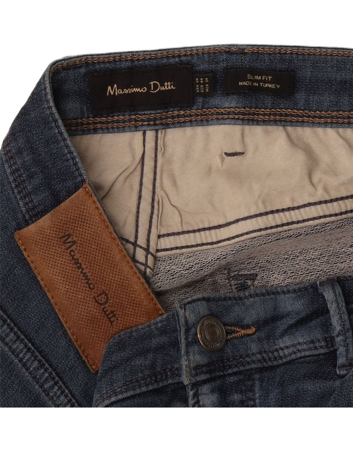 Massimo Dutti Herre Slim Jeans EU 44 Large W34 L29 Blå