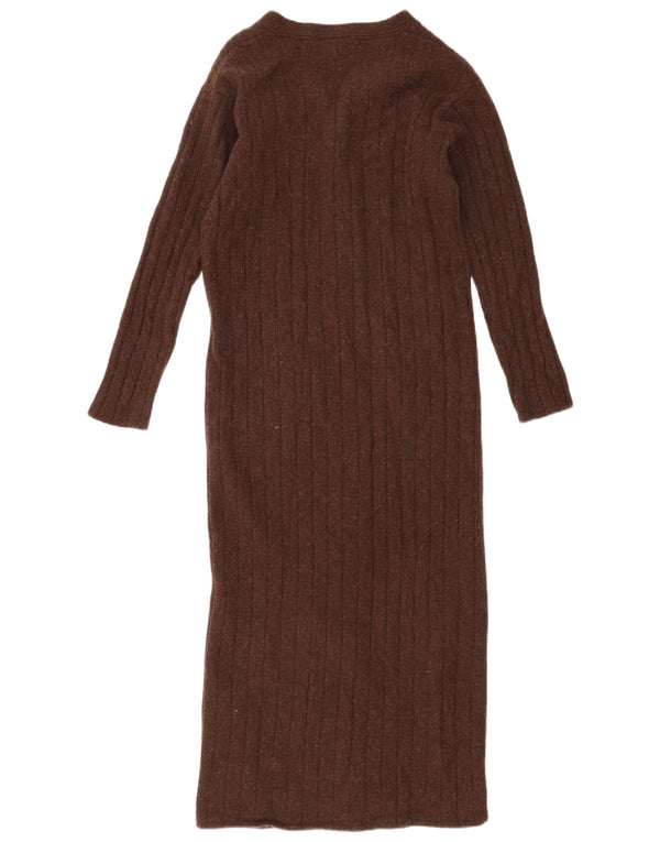Laura Ashley Womens Long Sleeve Jumper Dress UK 12 Medium Brown Lambswool