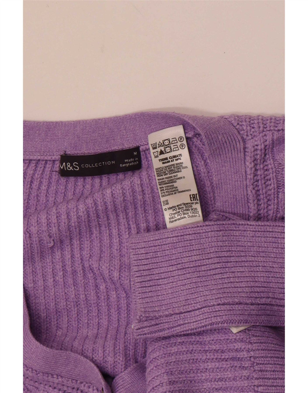 Marks & Spencer Womens Crop Cardigan Sweater UK 14 Medium Purple Viscose