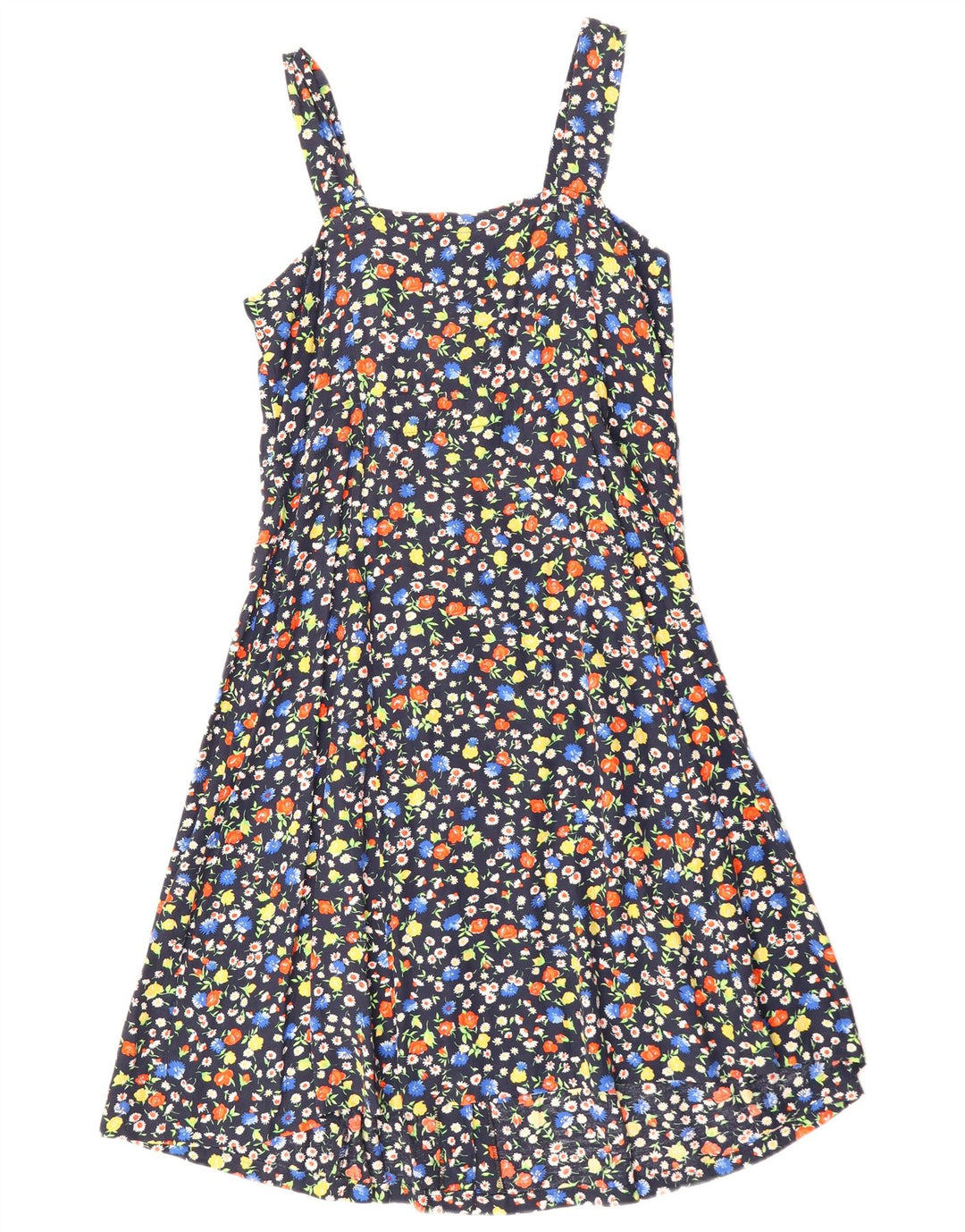 Vintage Dame Solkjole UK 12 Medium Navy Blue Floral