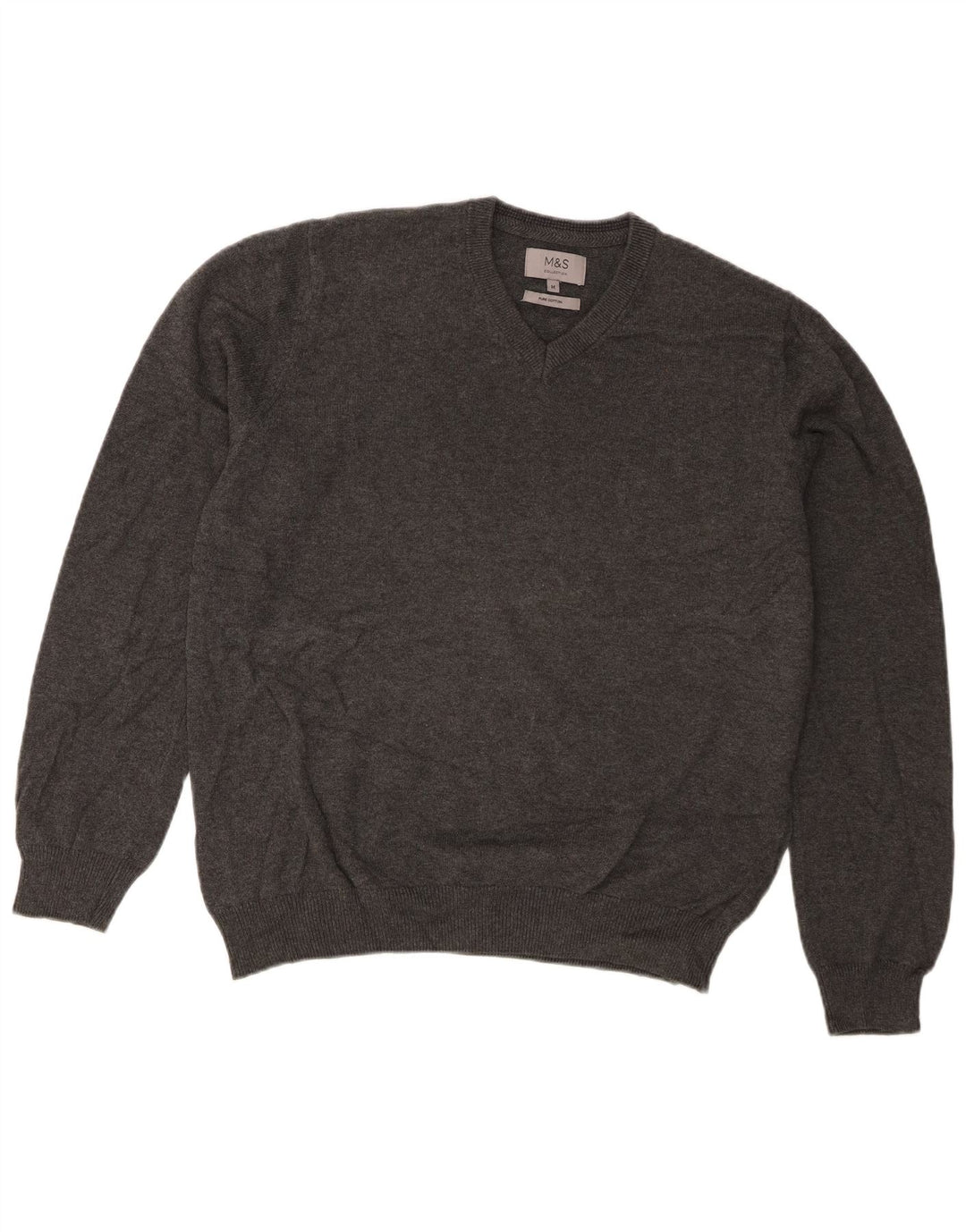 Marks & Spencer Herre V-hals sweater mellemgrå bomuld