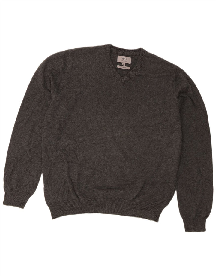 Marks & Spencer Herre V-hals sweater mellemgrå bomuld