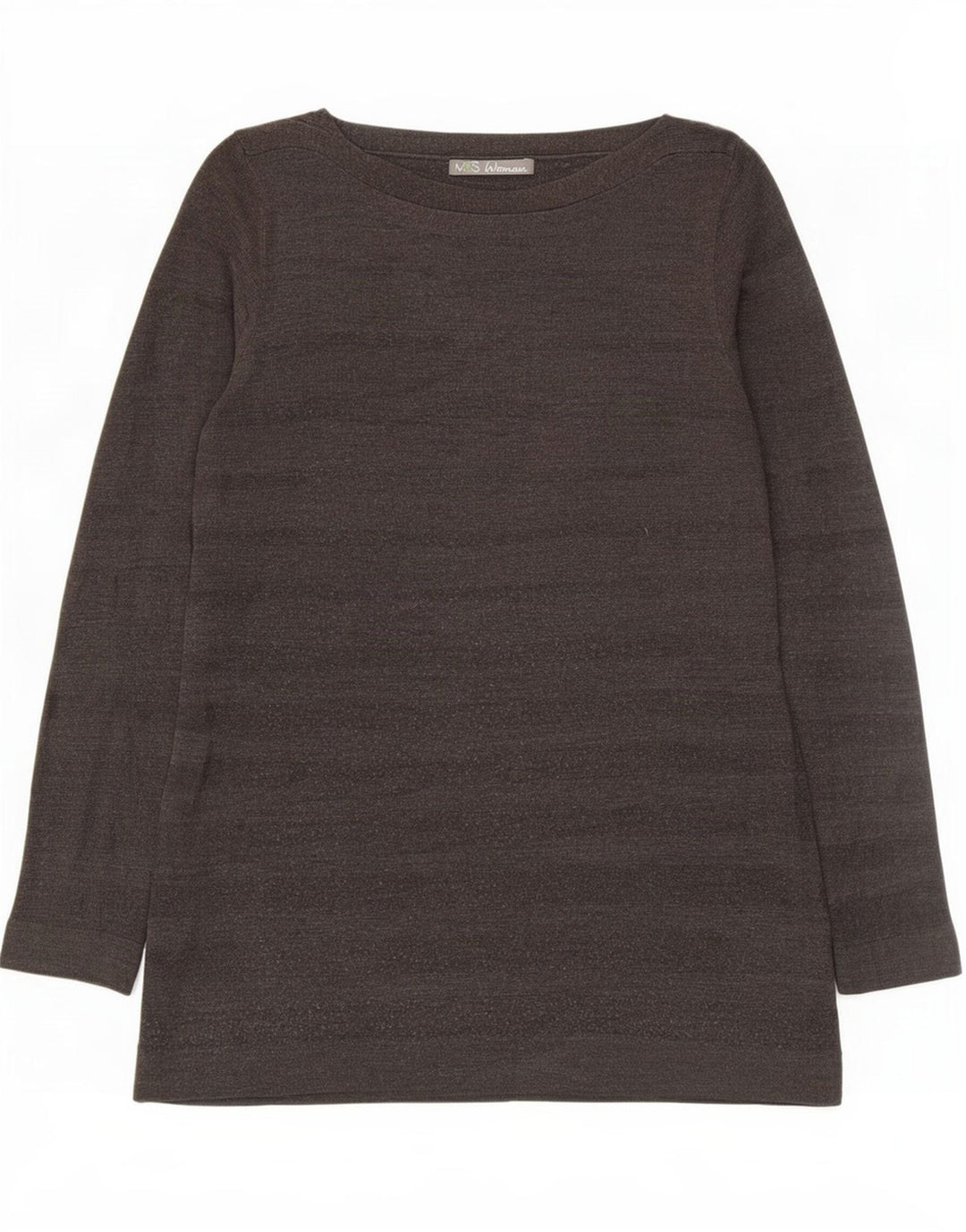 Marks & Spencer Dame Langærmet Tunika Top UK 12 Medium Grå Stribet