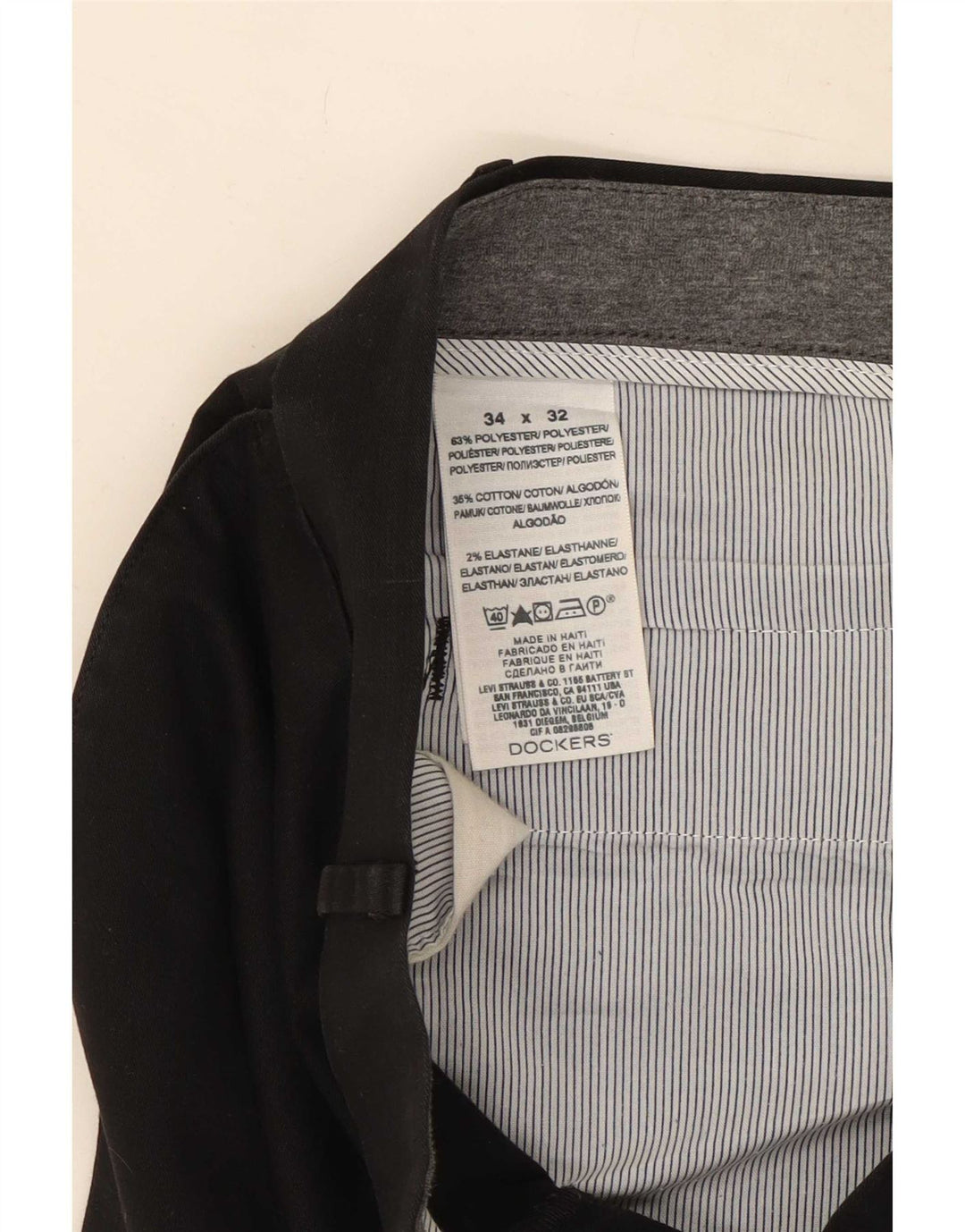 Dockers Straight Chino-bukser til mænd W34 L32 Sort polyester
