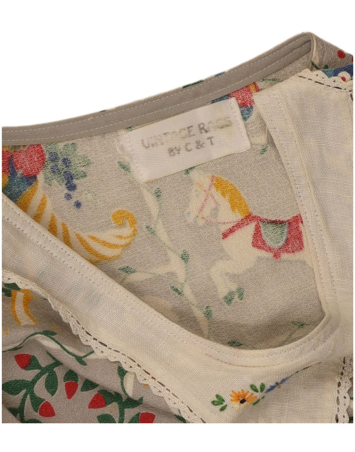 VINTAGE Graphic Shift-kjole til kvinder UK 16 Large Grey Floral