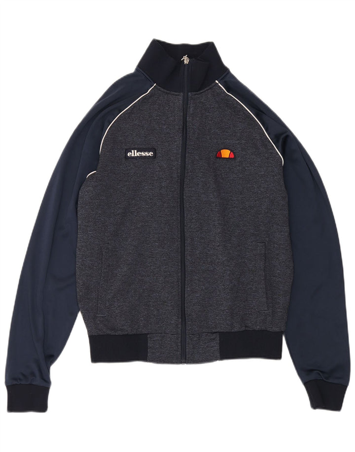 ELLESSE Mens Tracksuit Top Jacket Small Navy Blue Colourblock Polyester
