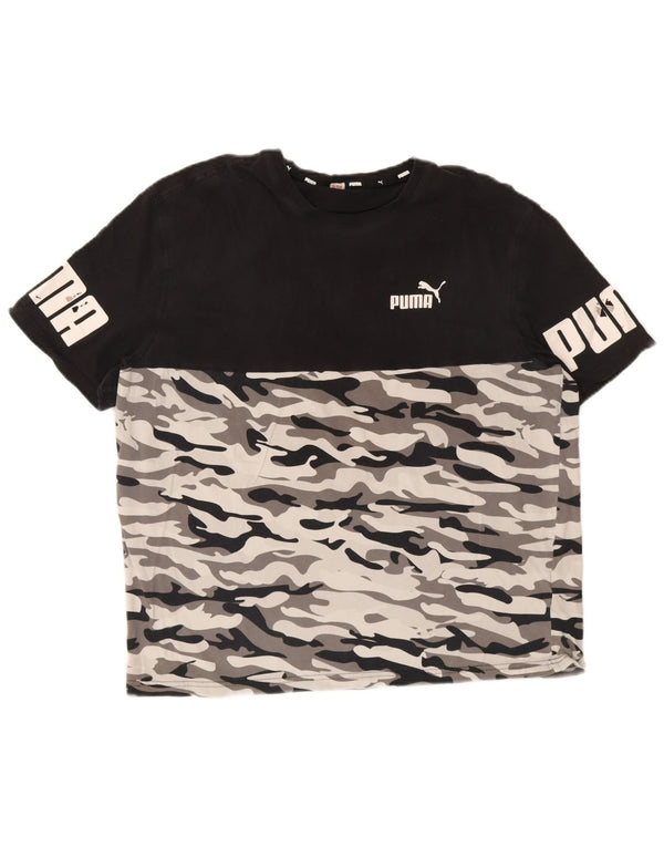 Puma Mens Graphic T-Shirt Top Medium Black Camouflage