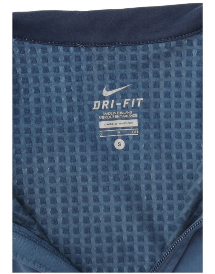 NIKE Mens Dri Fit Tracksuit Top Jacket Small Blue Colourblock