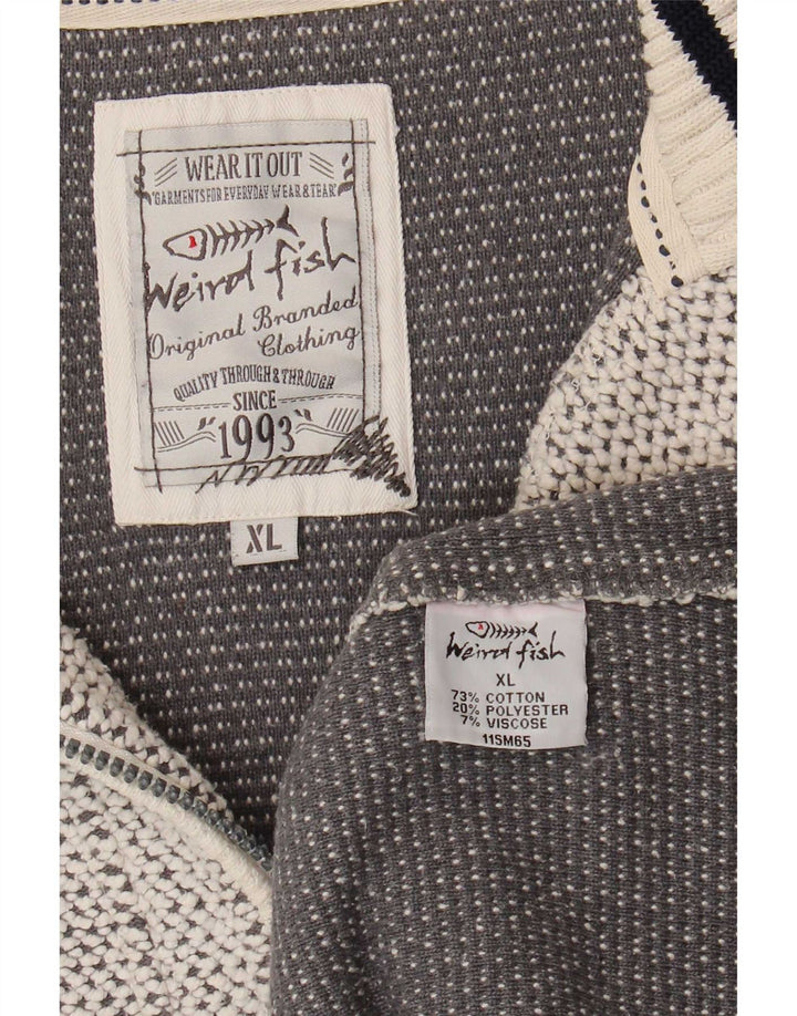 Weird Fish Herre Zip Neck Sweatshirt Jumper XL Grå Bomuld