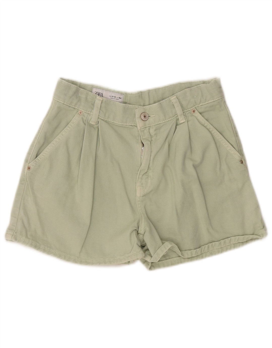 ZARA Pegged Chino Shorts 13-14 år W26 Grøn