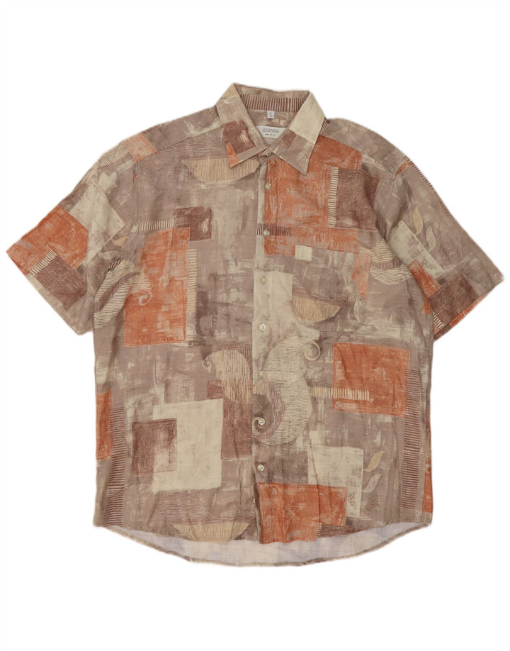 CANDA Kortærmet Herreskjorte Størrelse 42 16 1/2 Stor Flerfarvet Patchwork