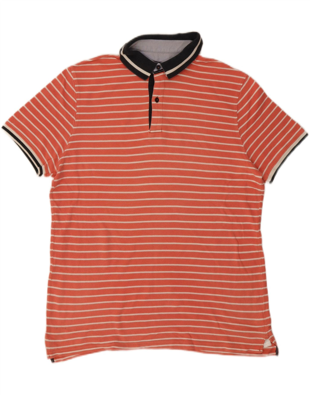Massimo Dutti herre poloshirt XL orange stribet bomuld