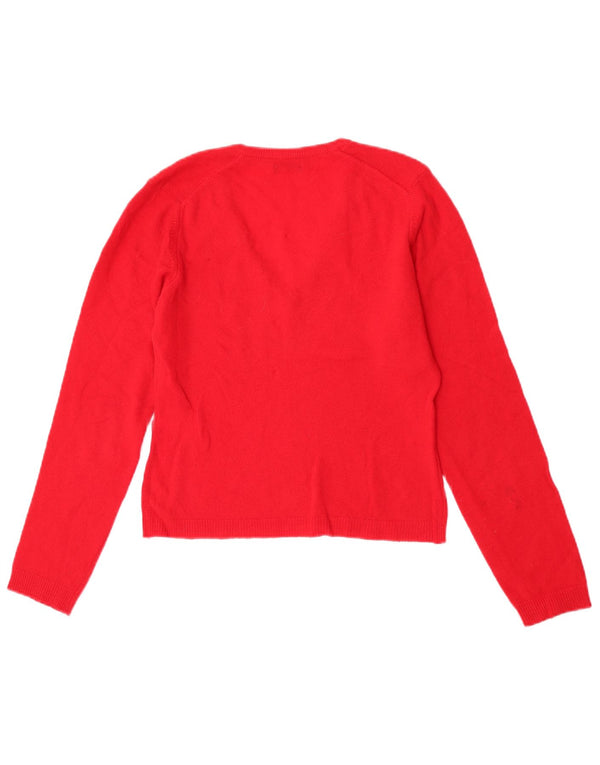 Benetton Womens Crop V-hals sweater UK 6 XS Rød