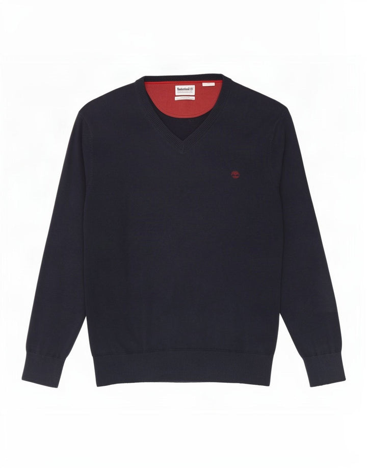 Timberland Herre V-hals sweater Medium marineblå bomuld