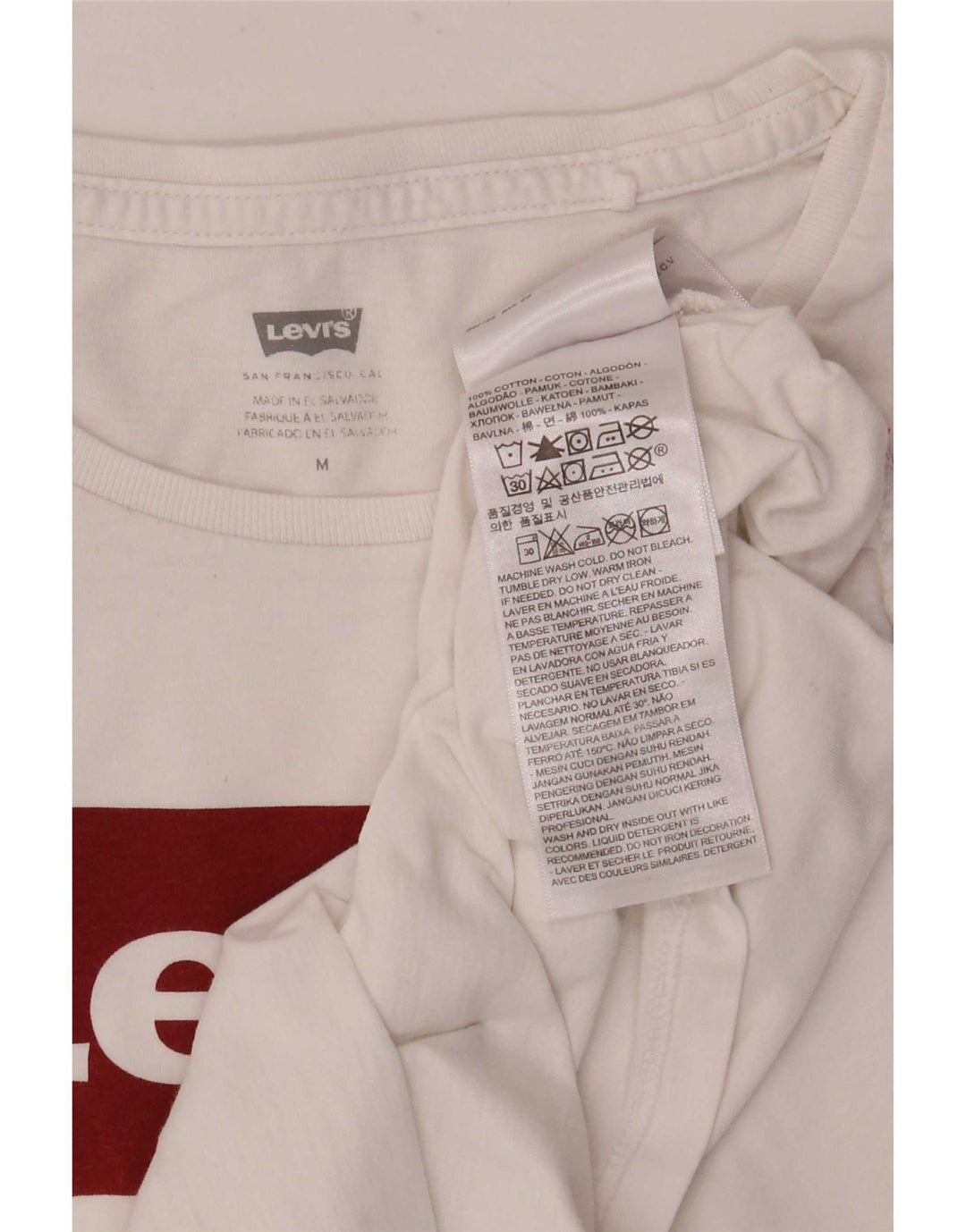 Levi's Dame Grafisk T-Shirt Top UK 14 Medium Hvid Bomuld