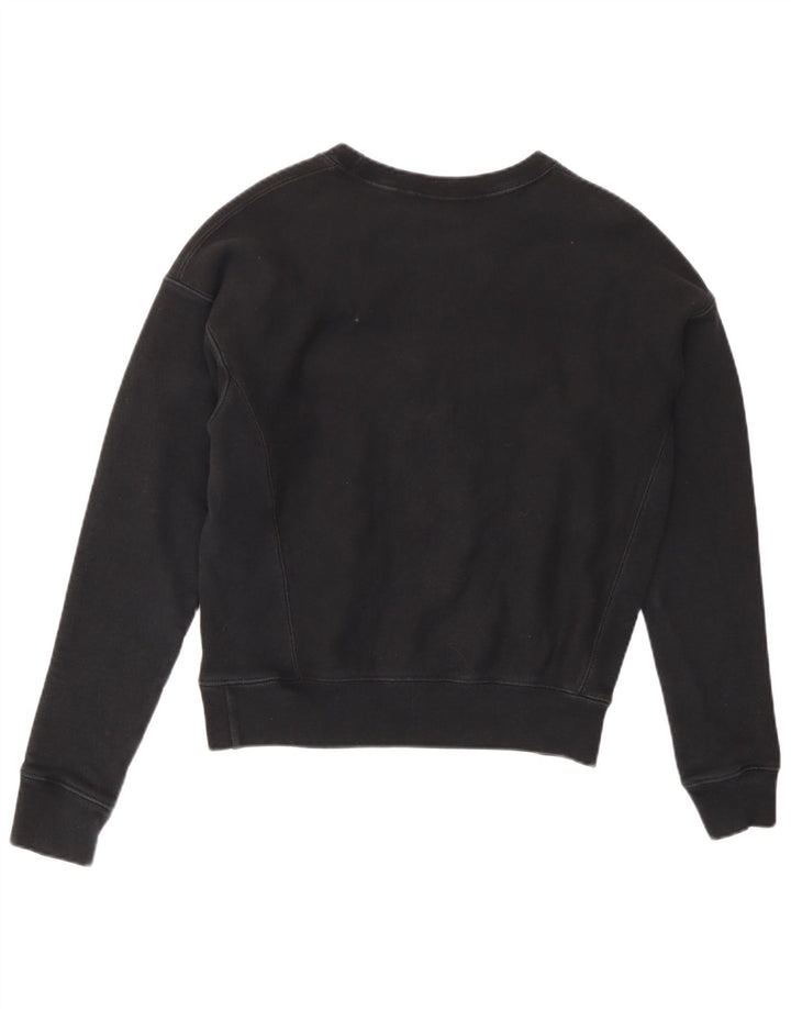 Champion Womens Crop Oversized Sweatshirt Jumper UK 6 XS Sort
