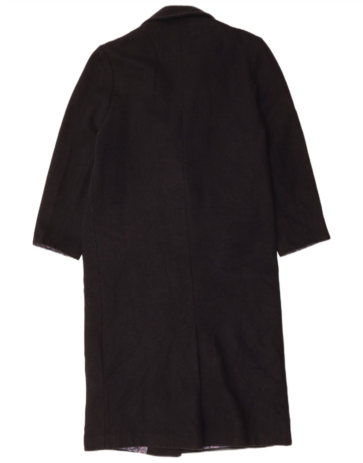 Topshop Dame Dobbeltradet Frakke UK 10 Small Navy Blue Wool