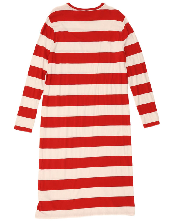 Polo Ralph Lauren Dame Langærmet T-Shirt Kjole UK 14 Stor Rød Stribet
