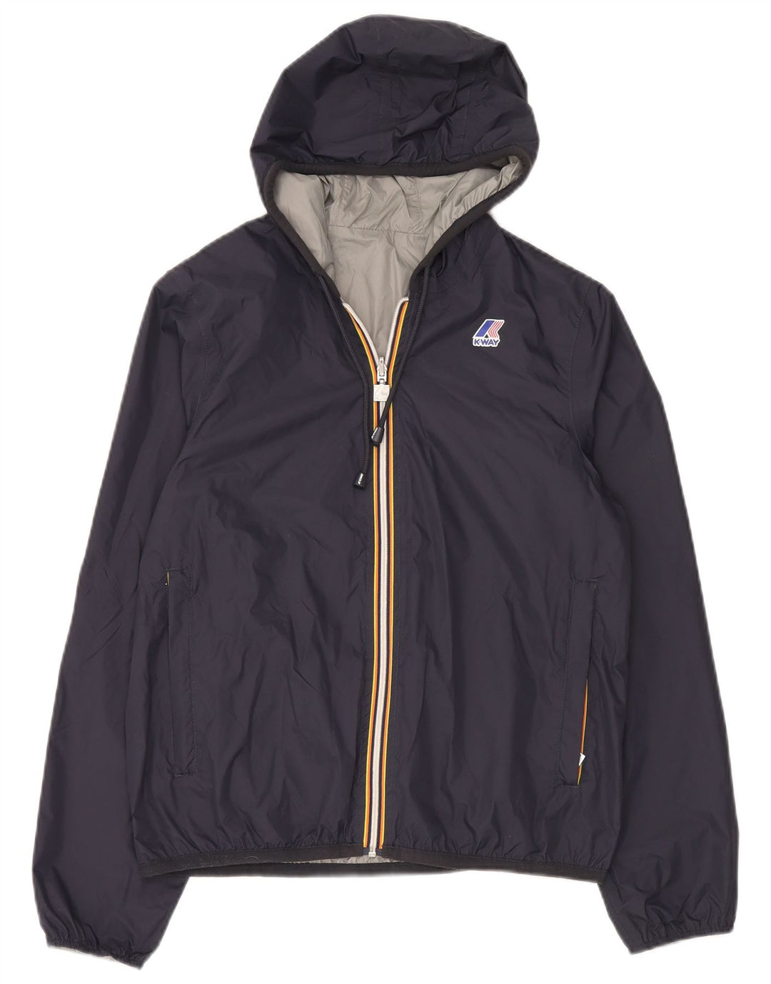 K-Way Womens Vendbar Regnjakke med Hætte UK 14 Medium Navyblå Polyamid