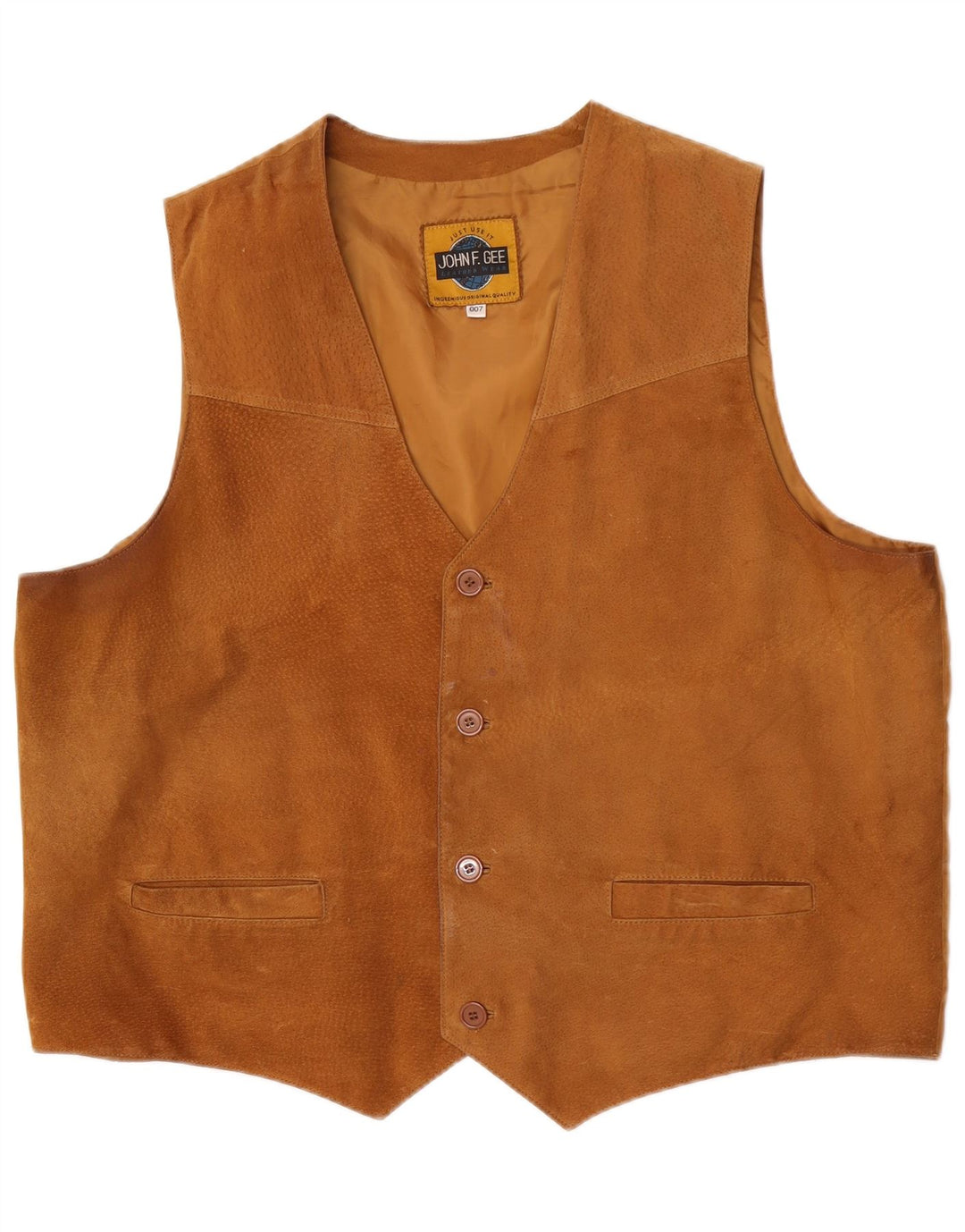 John F Gee Herre Suede Vest XL Brun Læder