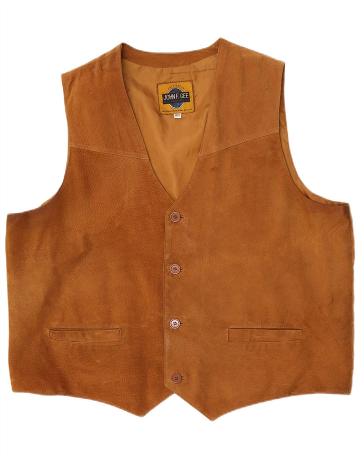 John F Gee Herre Suede Vest XL Brun Læder