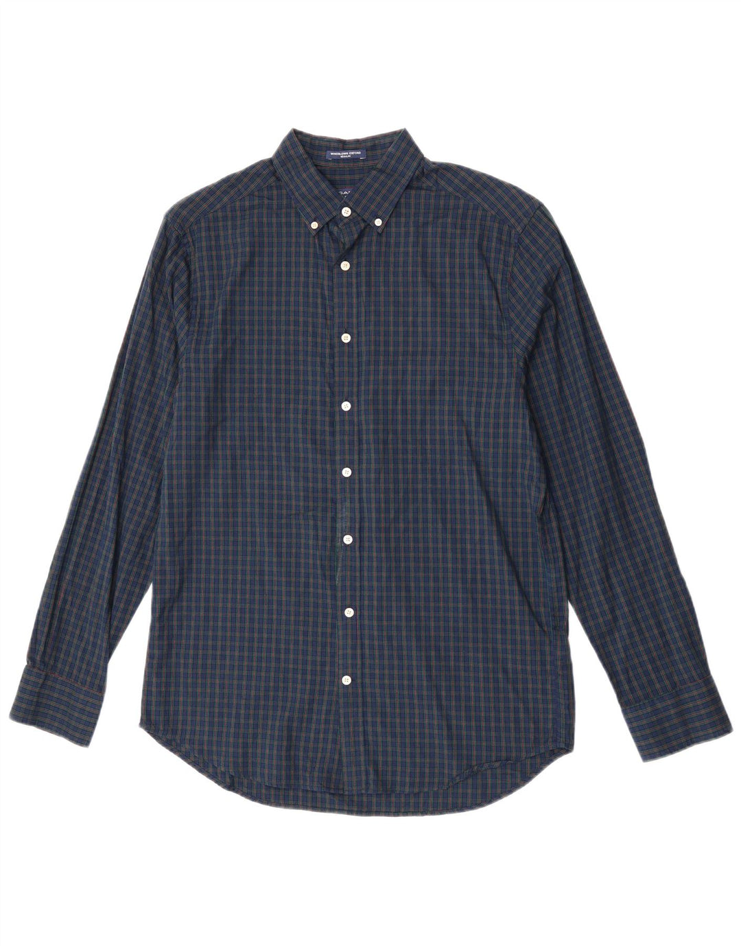 Gant herre Regular Fit skjorte størrelse 39/40 15 3/4 Medium Marineblå Gingham