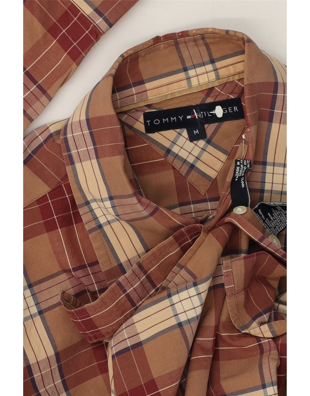 Tommy Hilfiger herreskjorte medium brun ternet bomuld