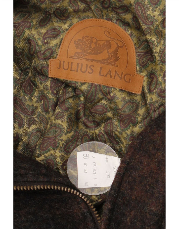 Julius Lang Herre Overfrakke UK 40 Stor brun ternet uld