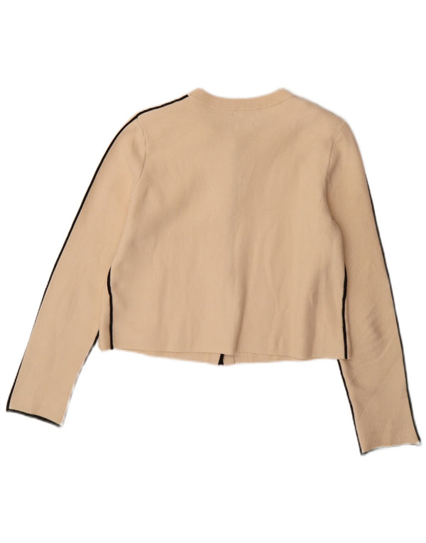 Massimo Dutti Dame Crop Cardigan Sweater UK 10 Small Beige Viscose