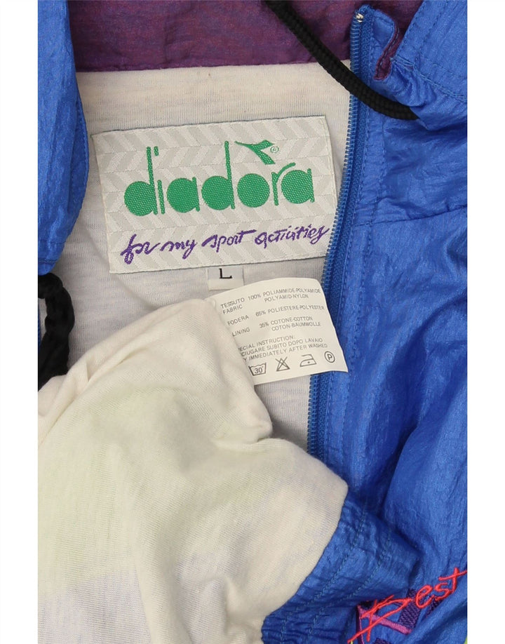 Diadora Herre Grafisk Oversized træningsdragt Topjakke Stor Blå Colourblock