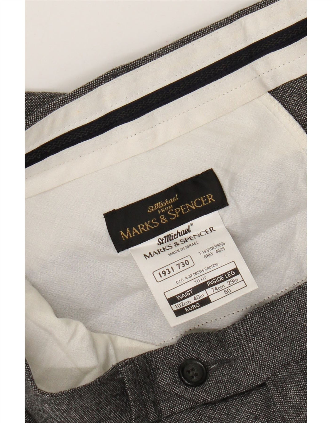 Marks & Spencer Herre St. Michael Straight Suit Bukser W40 L29 Grå Uld