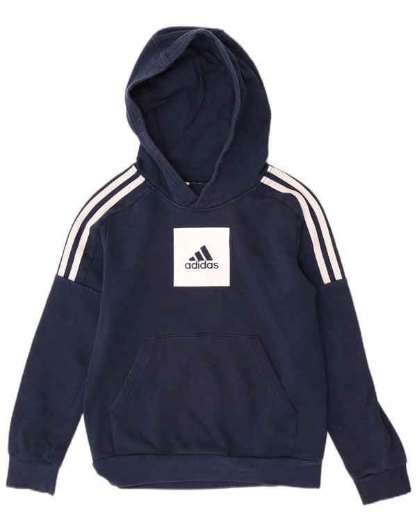 Adidas drenge grafisk hættetrøje med normal pasform 10-11 år marineblå bomuld