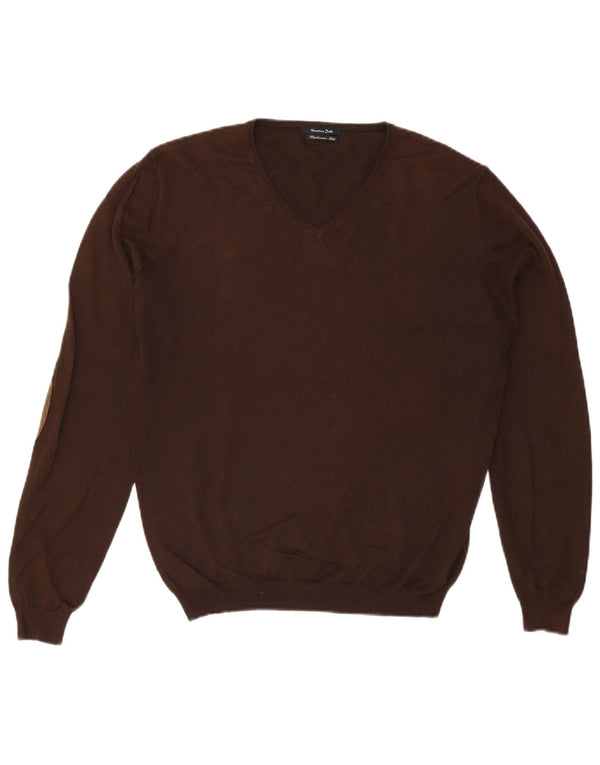 Massimo Dutti Herre V-hals sweater Medium Brun Cashmere