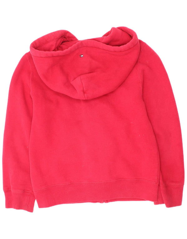 Tommy Hilfiger drenge grafisk hættetrøje med lynlås 4-5 år XS rød bomuld