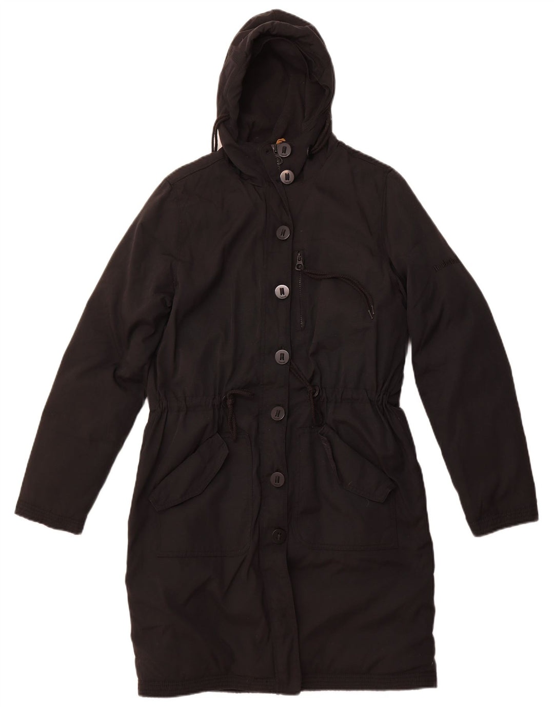 TIMBERLAND Polstret frakke med hætte til kvinder UK 14 Medium Sort Nylon
