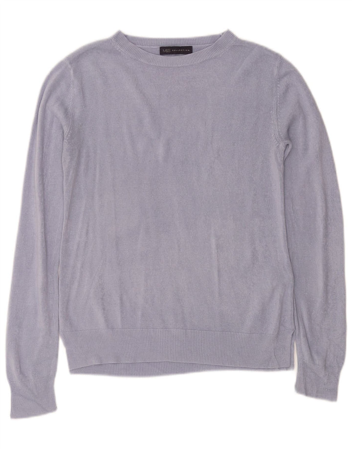 Marks & Spencer Dame Boat Neck Jumper Sweater UK 12 Medium Blue Acryl