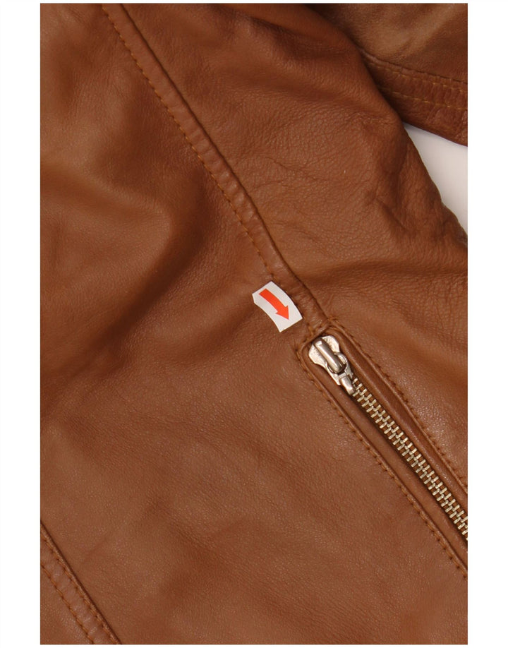 Vintage Herre Læder Biker Jacket UK 40 Stor Brun Læder