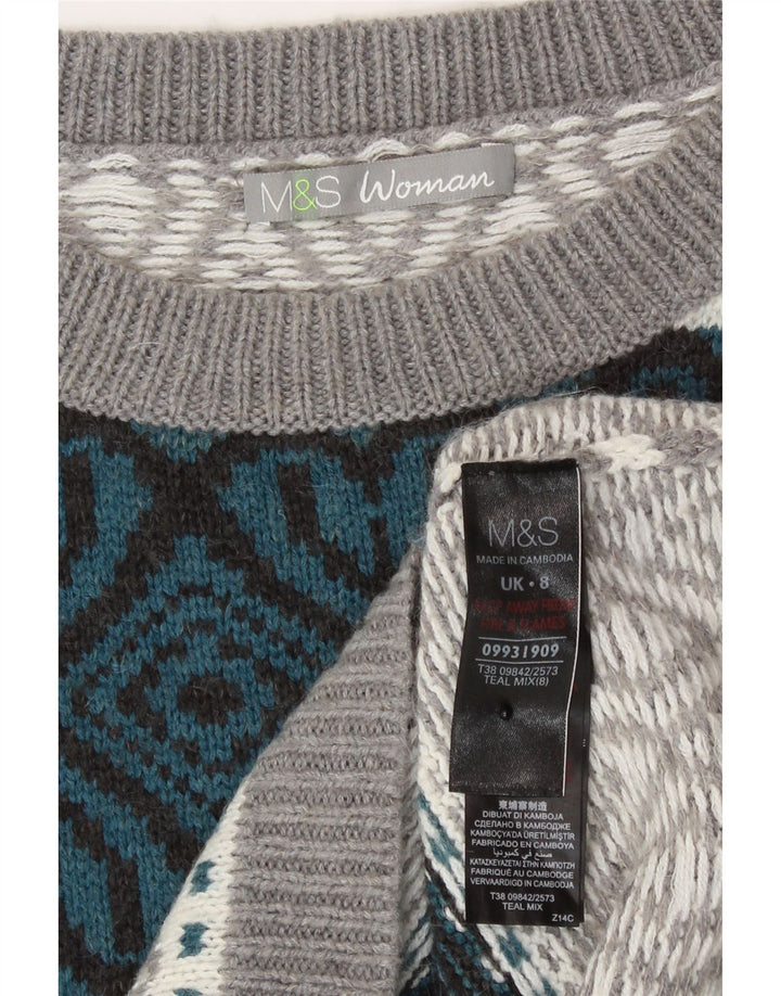 Marks & Spencer Dame Oversized Vest Tank Top UK 8 Small Grey Geometric