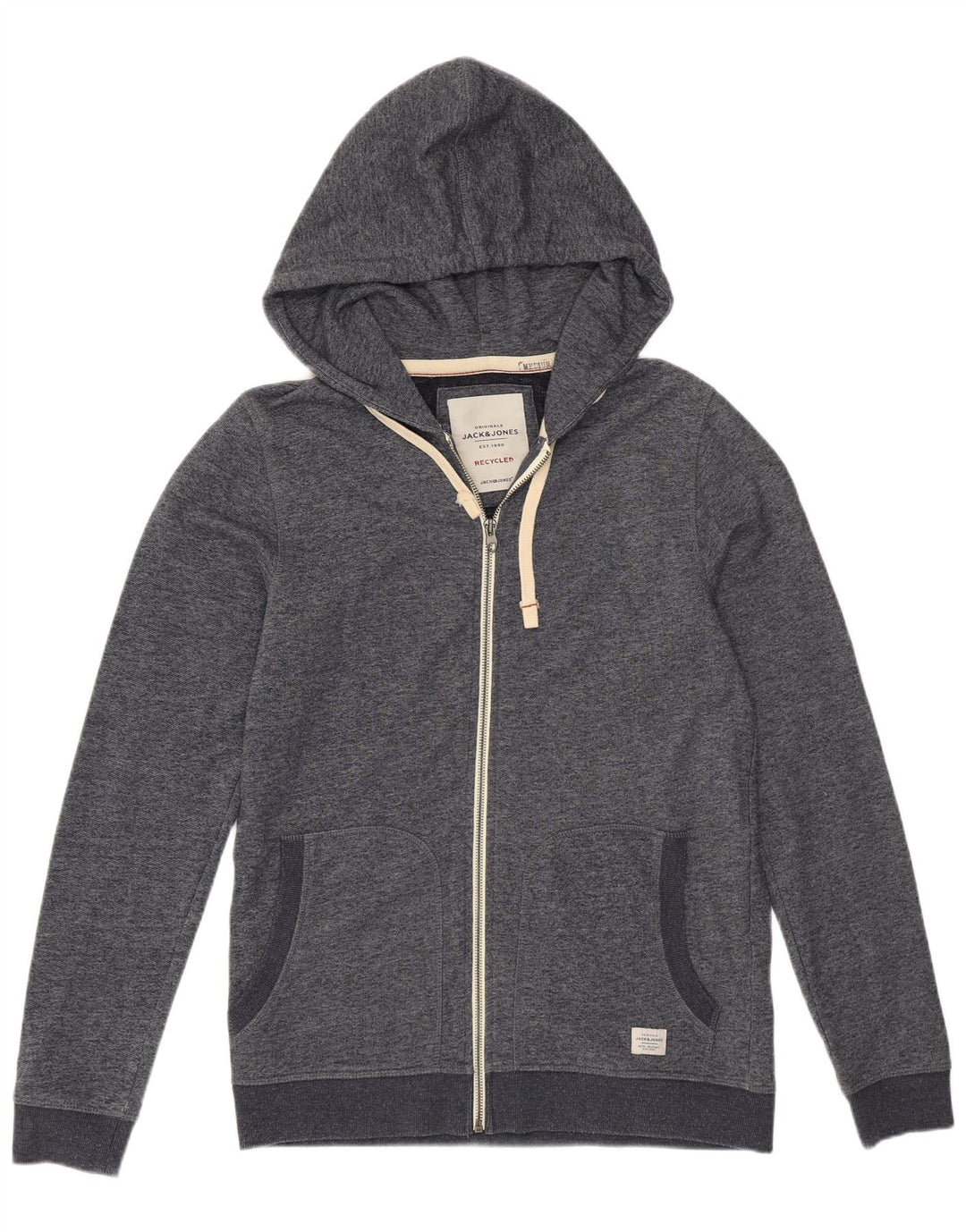 Jack & Jones Hættetrøje med lynlås til mænd mellemgrå Flecked Polyester