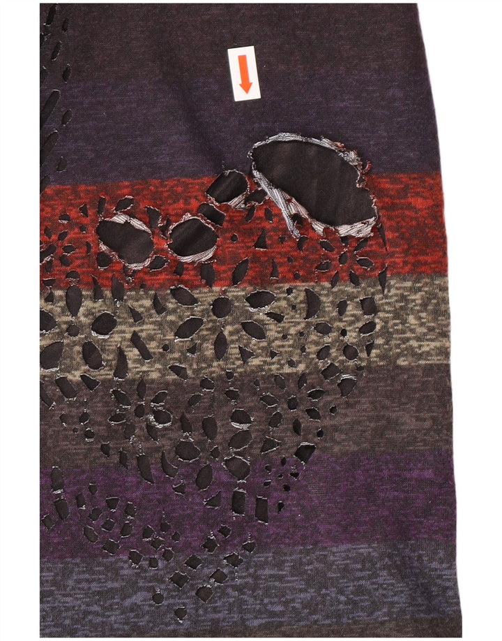 DESIGUAL Kvinder 3/4-ærmet Skede Kjole UK 12 Medium Flerfarvet Stribet